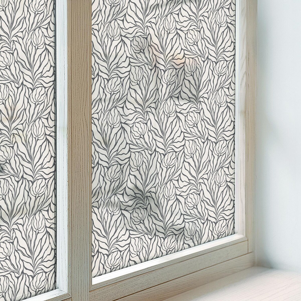 Folia na okno dekoracyjna - Roślinny wzór klasyczna symetria - 200x116 cm