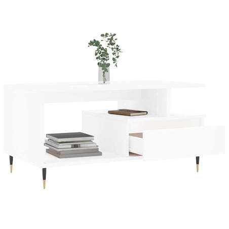 vidaXL Stolik kawowy, biały 90x49x45 cm, materiał drewnopochodny