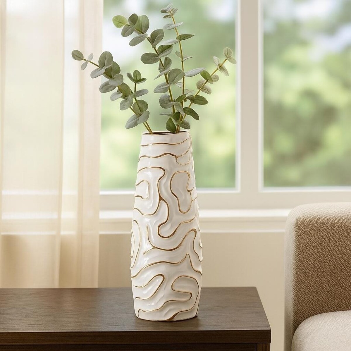 Wazon ceramiczny LIA, biały, Ø 14,5x39,5 cm