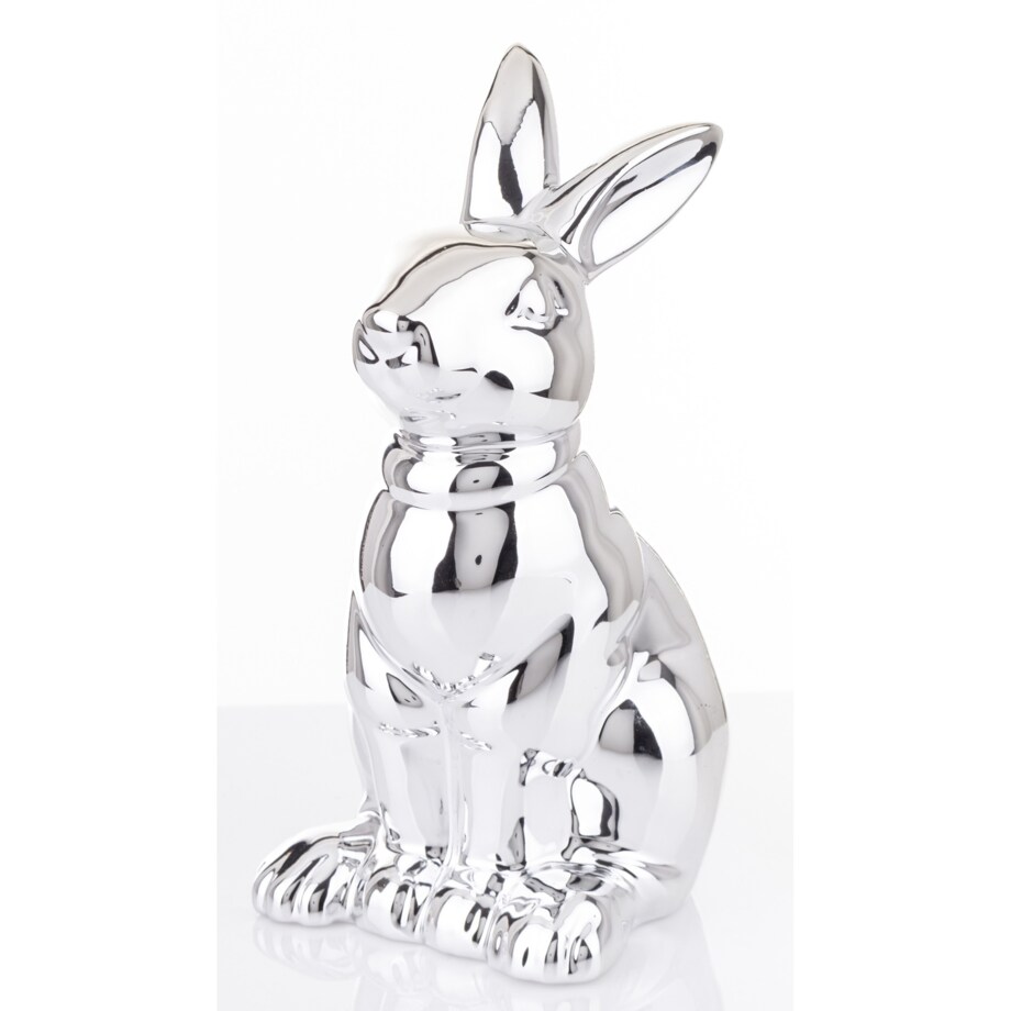 Dekoracja - srebrna figurka królika 21x10x12 cm CONIGLIO ARGENTO