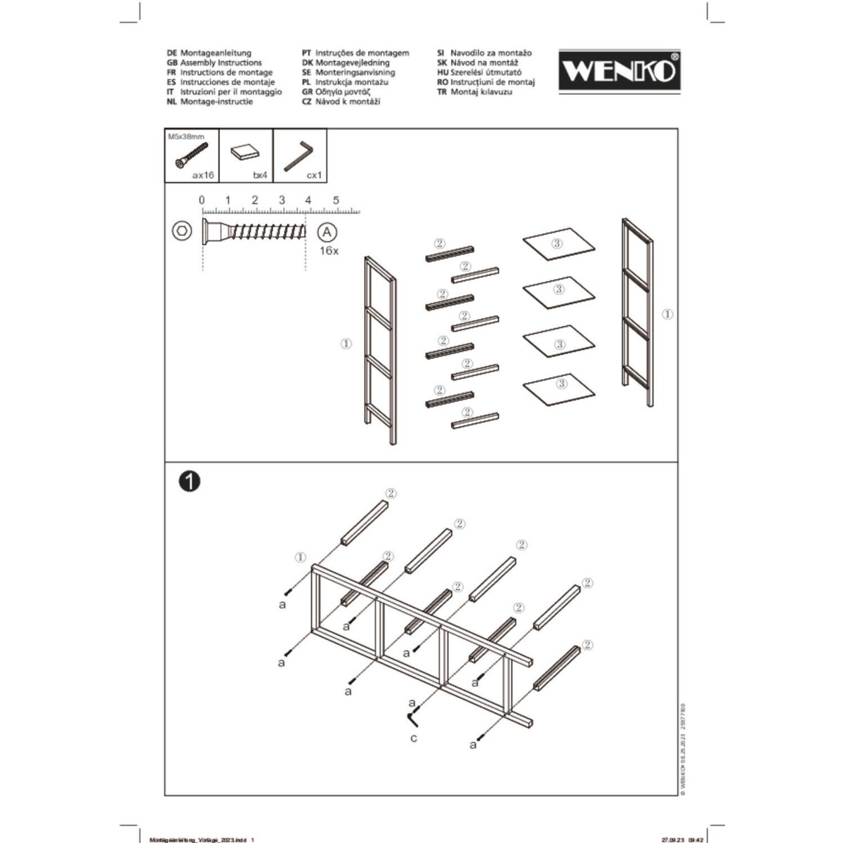 4-poziomowa półka słupek z drewna akacji FONDI