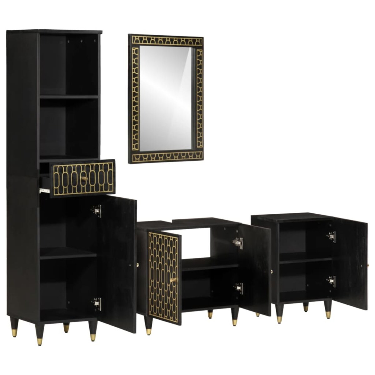 vidaXL 4-cz. zestaw mebli łazienkowych, lite drewno mango