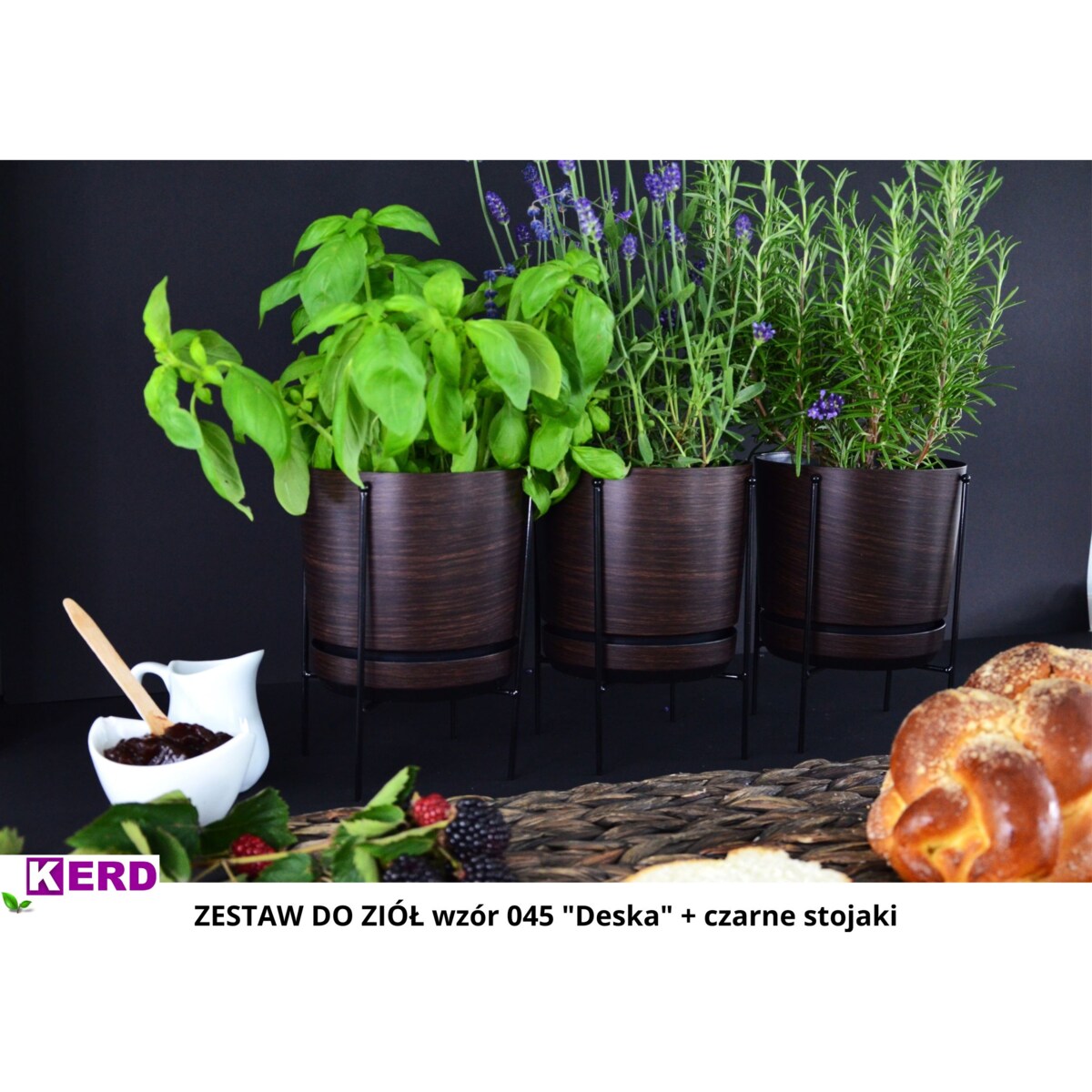 32 cm wzór DESKA * Doniczka z podstawką imitacja panelu wengedębowej deski styl naturalny drewnopodobna dużą donica