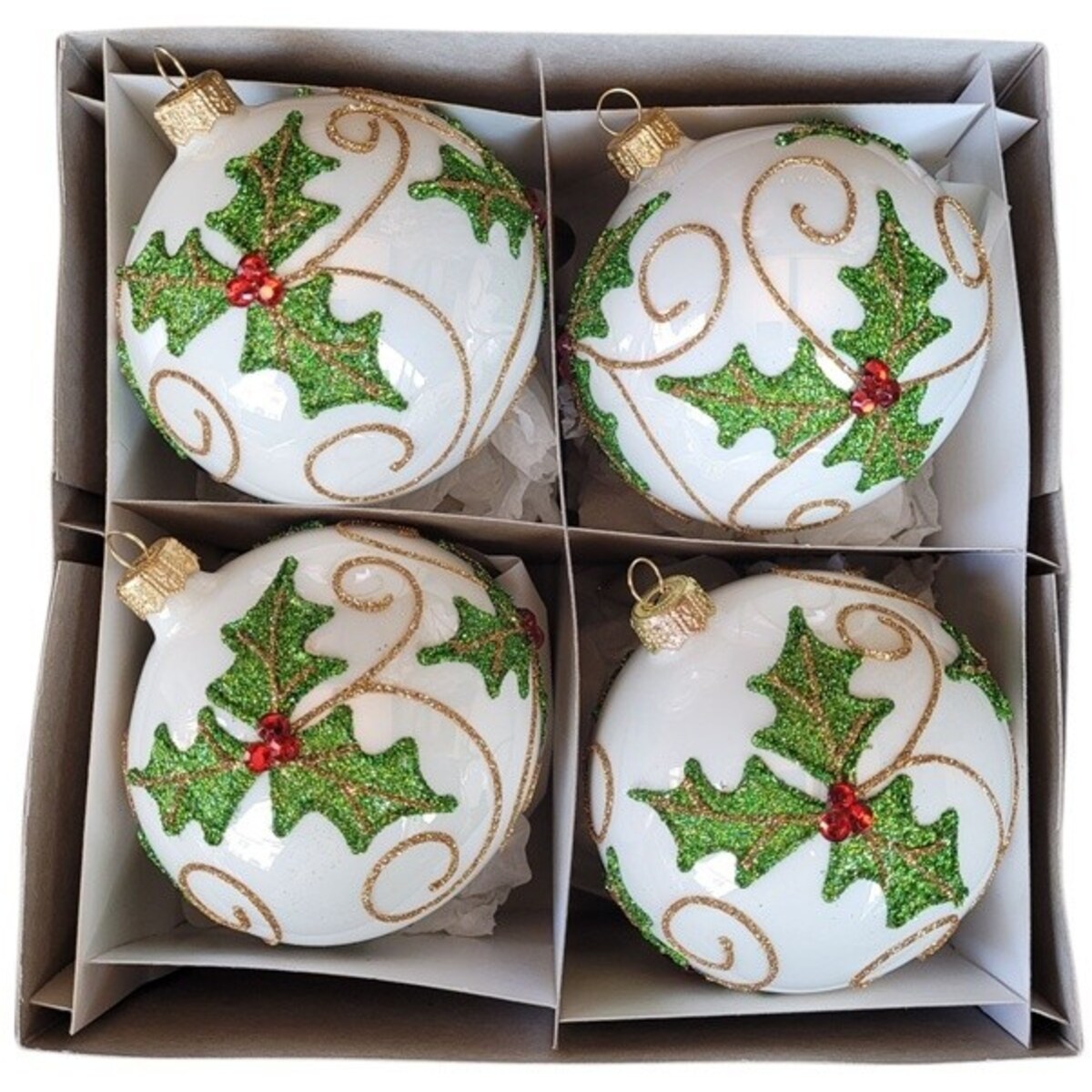 Bombka szklana 4 szt. Ø 100 mm AGRIFOGLIO