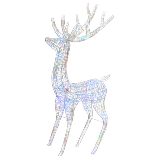 vidaXL Świąteczny renifer XXL, akryl, 250 kolorowych diod LED, 180 cm