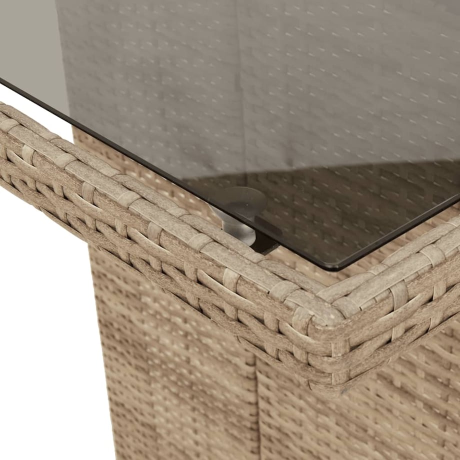 vidaXL Stół ogrodowy ze szklanym blatem, beż, 190x80x75 cm, polirattan