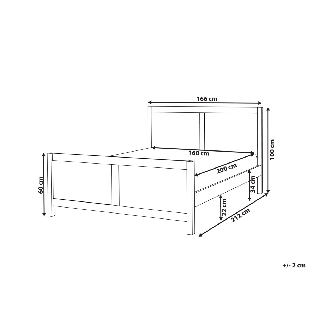 Łóżko Drewno CHAMPAGNAT 160 x 200 cm Biały