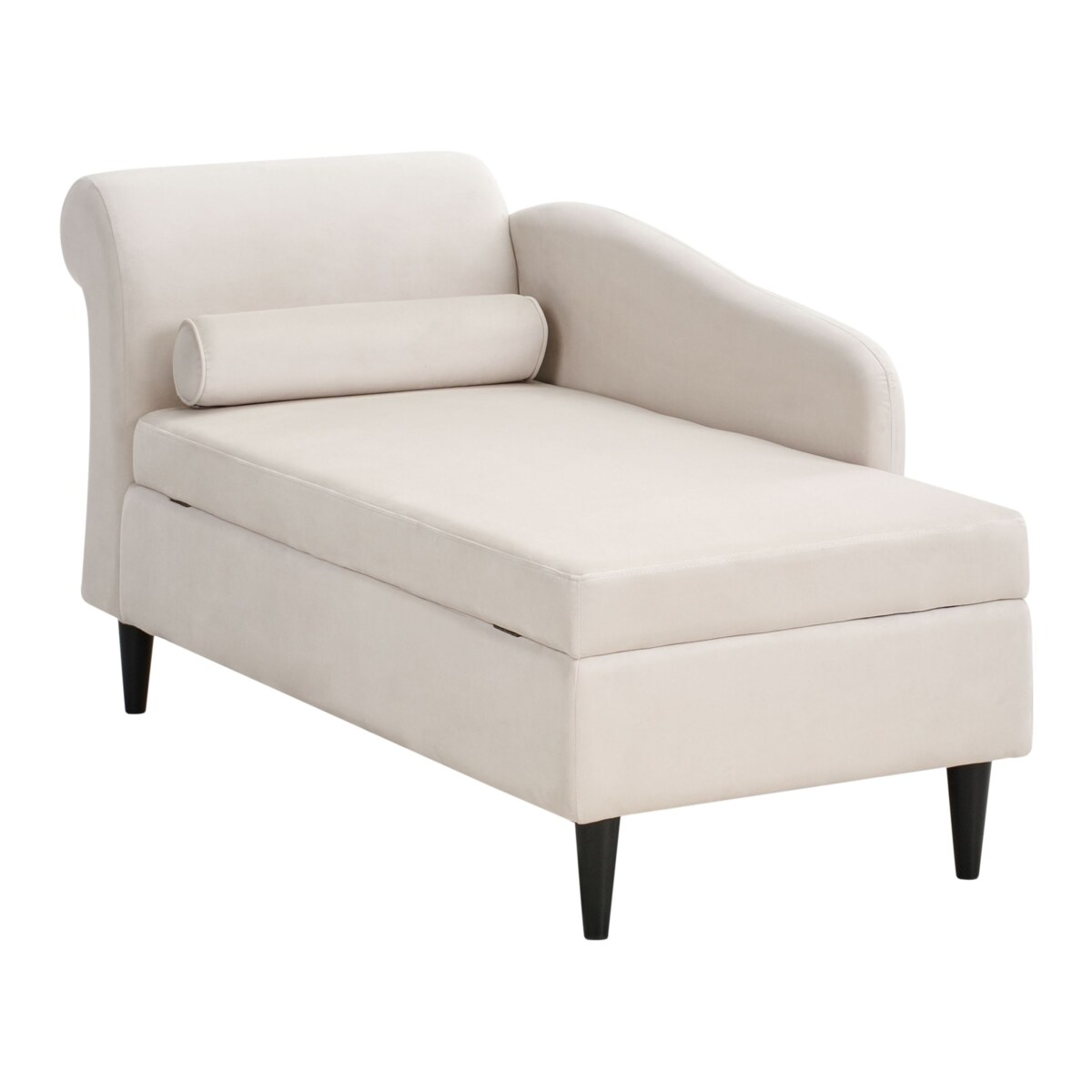 Szezlong lewostronny LUIRO Welur Beżowy ze schowkiem