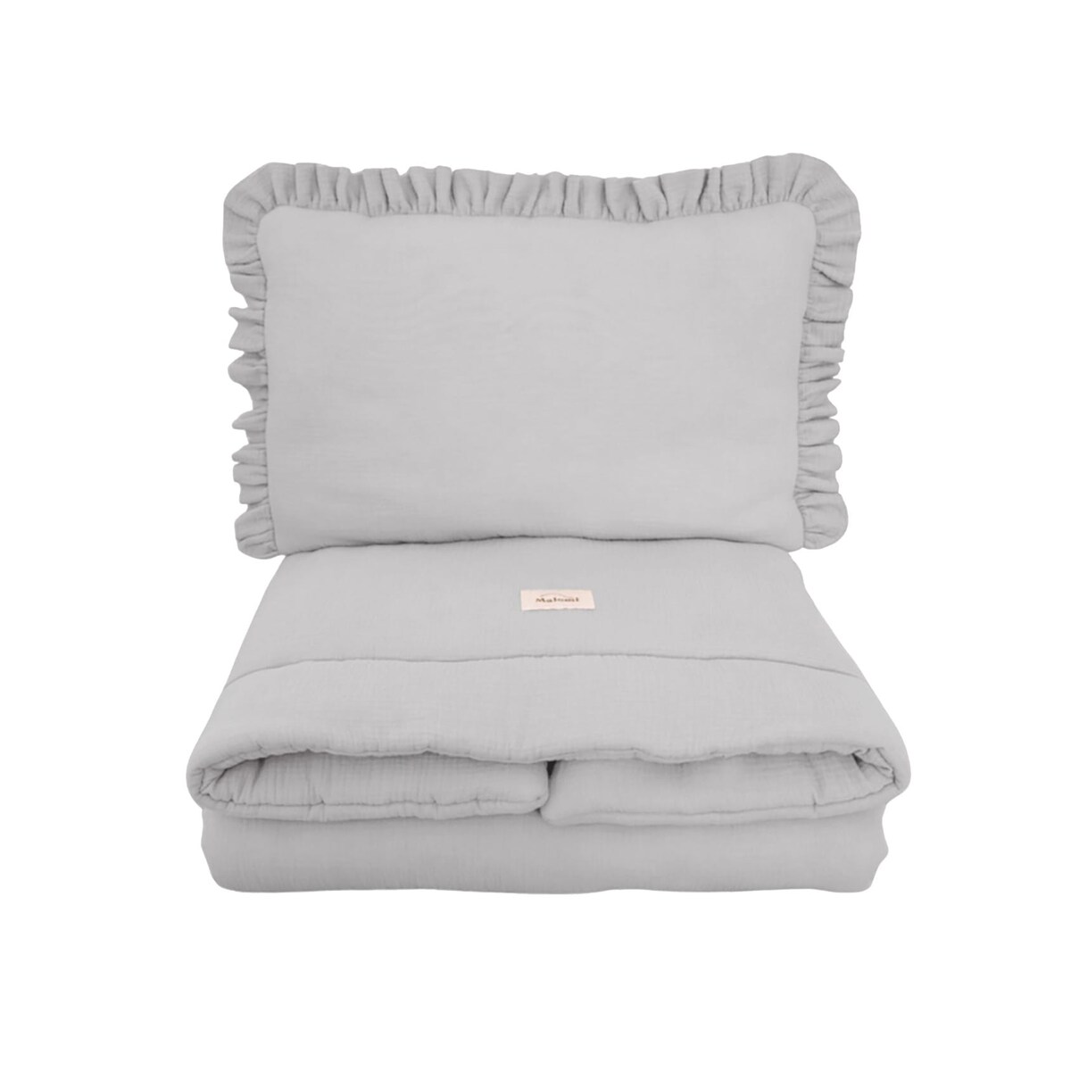 Pościel muślinowa z wypełnieniem falbanka Grey - XL