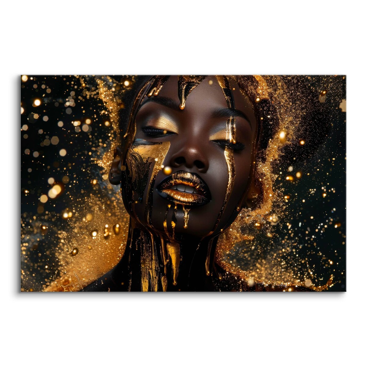 Obraz Do Sypialni Abstrakcja Kobiecy Portret Styl Glamour Złoto 120x80cm