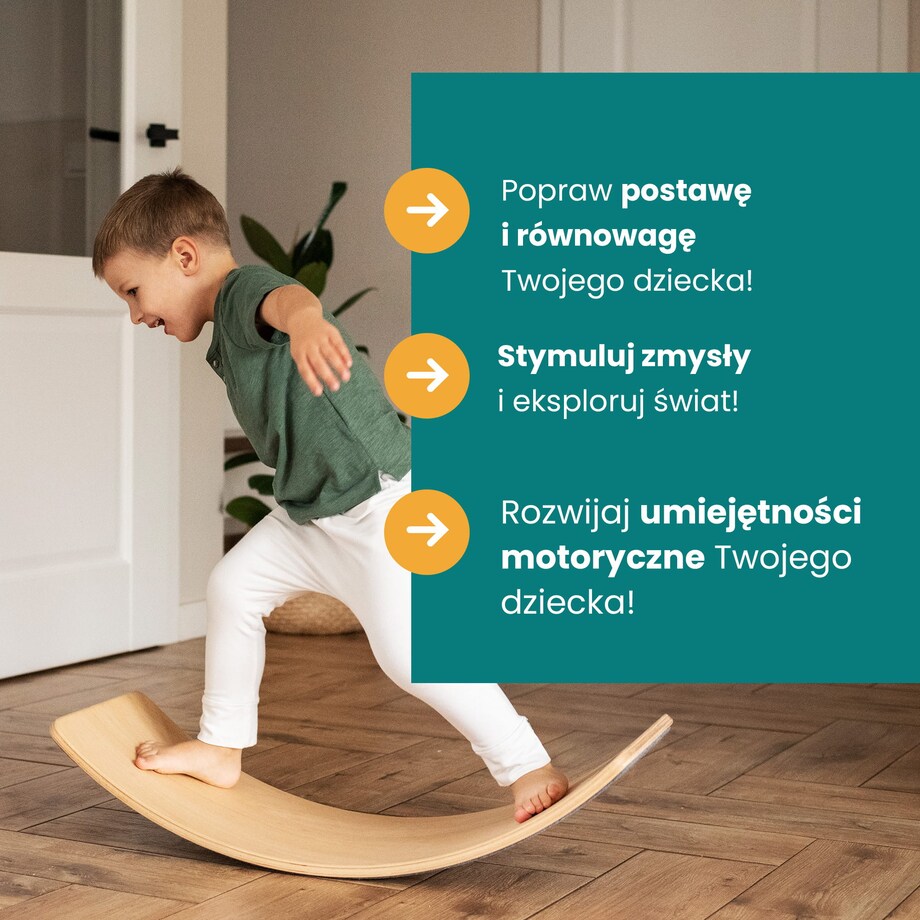 MeowBaby® Deska do Balansowania z filcem 80x30cm dla dzieci. Balance Board czarny z filcem szarym autostrada