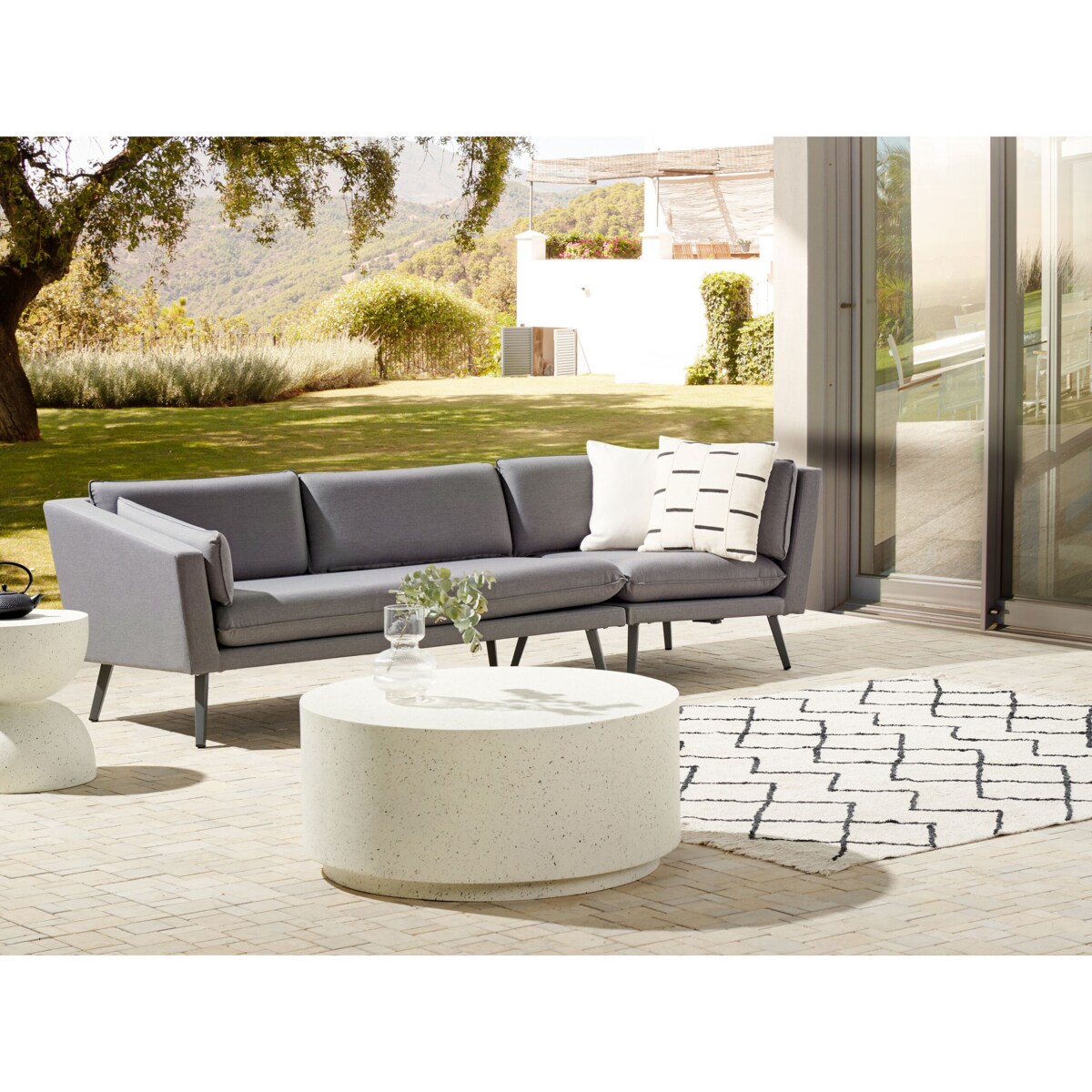 Sofa ogrodowa dla 3 osób LORETELLO Prawostronny Szary