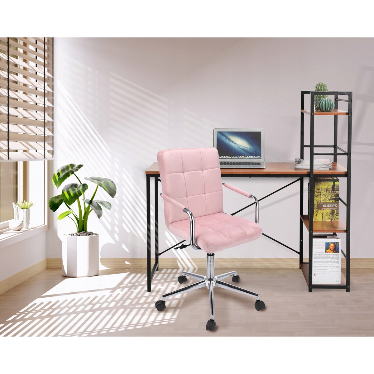 Krzesło obrotowe biurowe QUATRO różowe welur