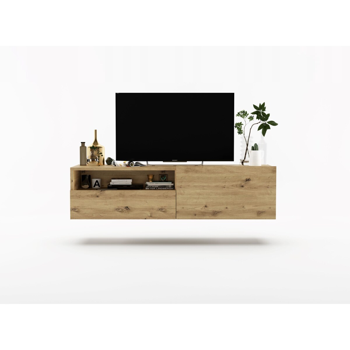 Wisząca Szafka RTV Komoda Loft Dąb Artisan MAT szuflada 120 cm