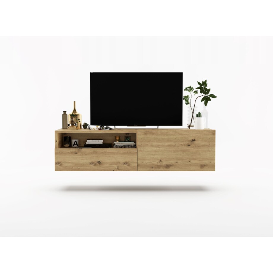 Wisząca Szafka RTV Komoda Loft Dąb Artisan MAT szuflada 120 cm