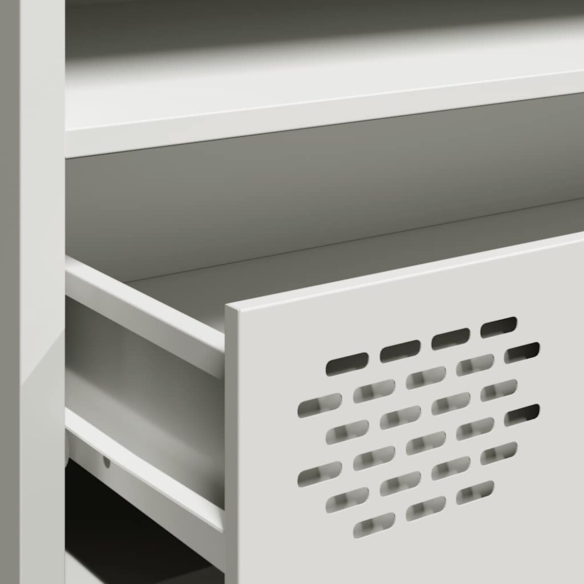 vidaXL Szafka RTV, biała, 202x39x43,5 cm, stal walcowana na zimno