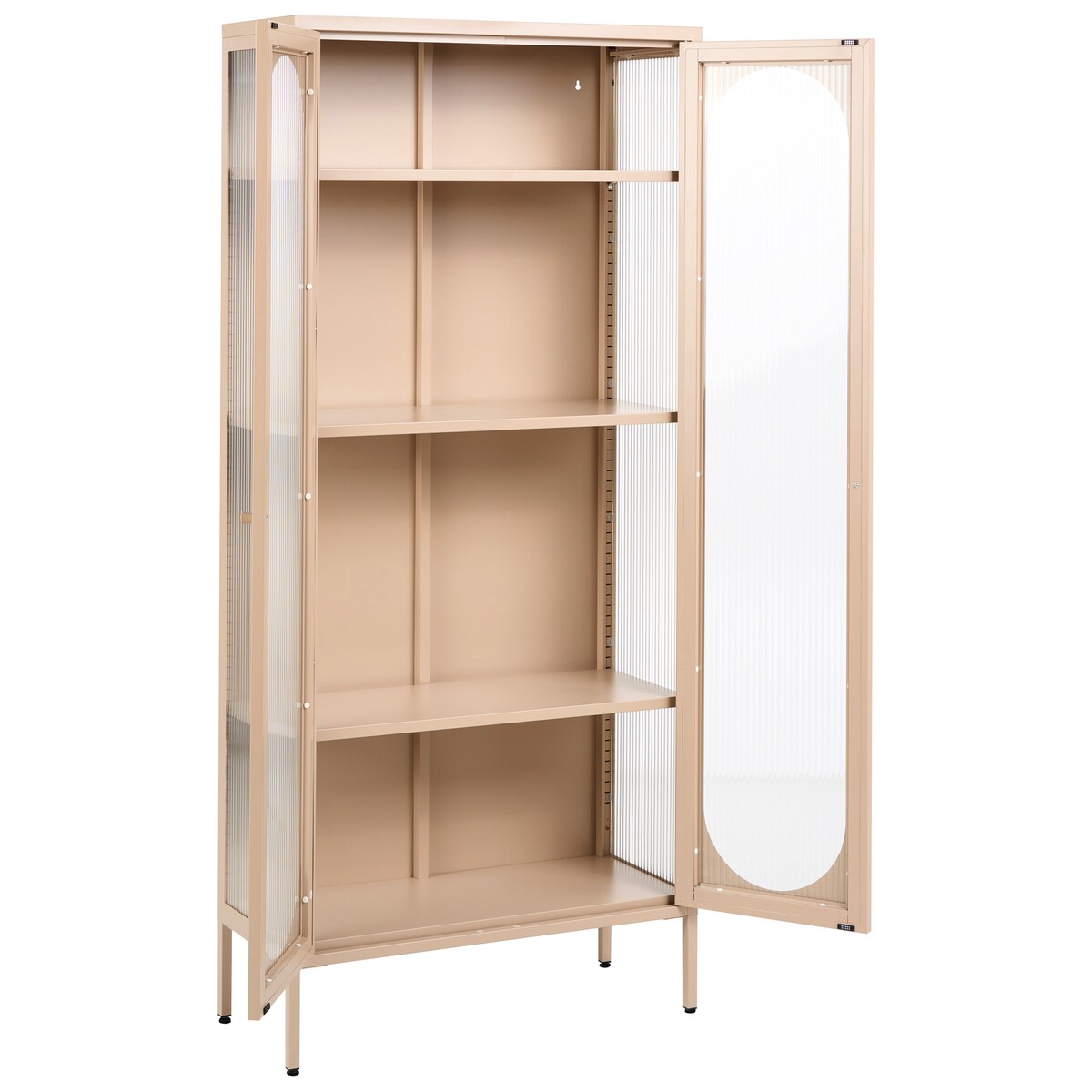 Witryna ze szklaną gablotą FOXTON 80 cm Metal Beżowy