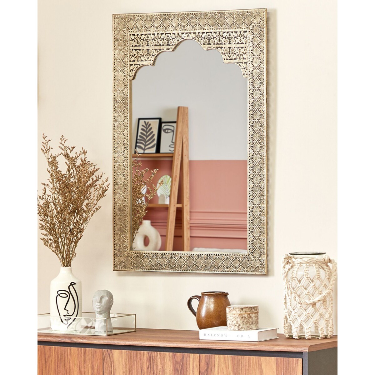 Lustro ścienne 60 x 90 cm złote PALI