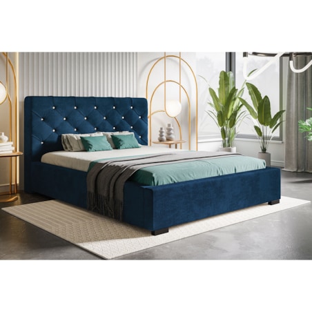 Łóżko tapicerowane z pojemnikiem 160x200 BEN 11 - granatowe