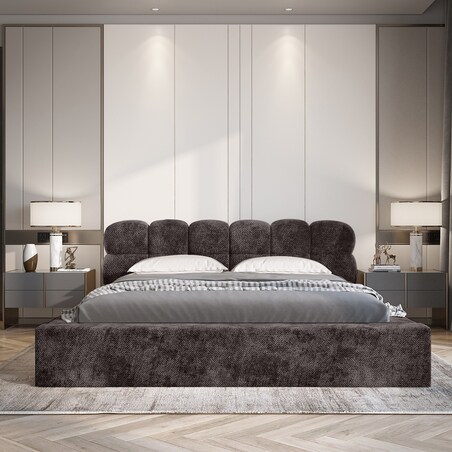 Łóżko z pojemnikiem brązowoszare 160x200 cm Boston