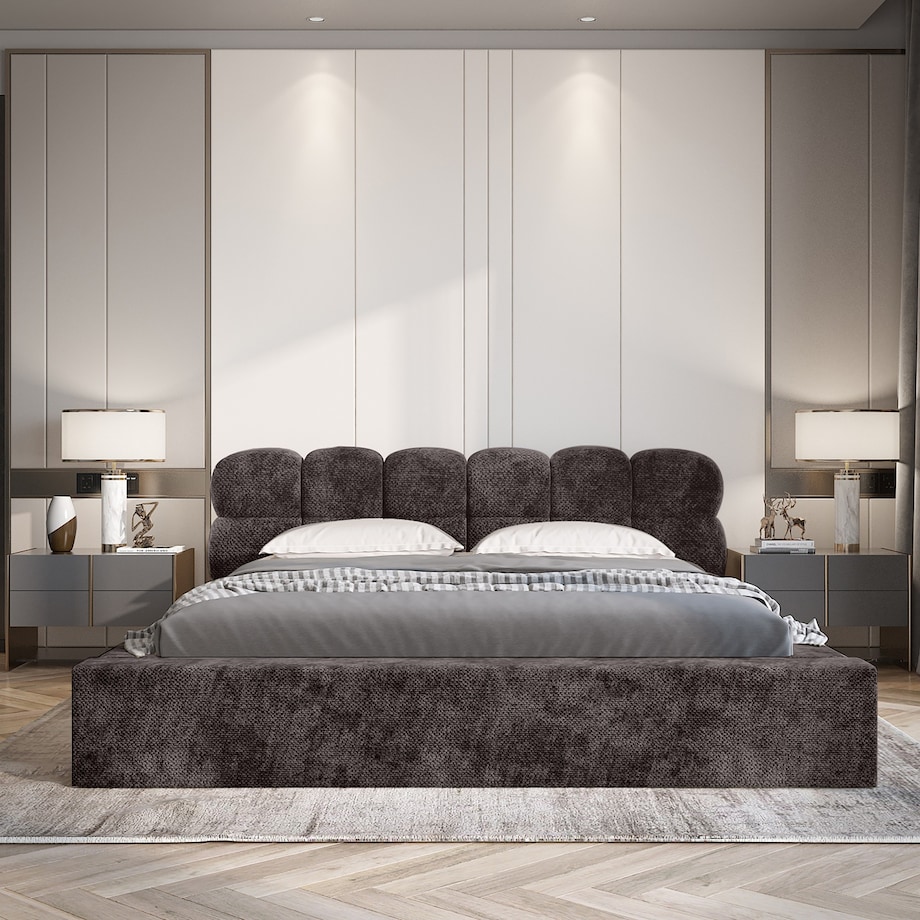 Łóżko z pojemnikiem brązowoszare 160x200 cm Boston