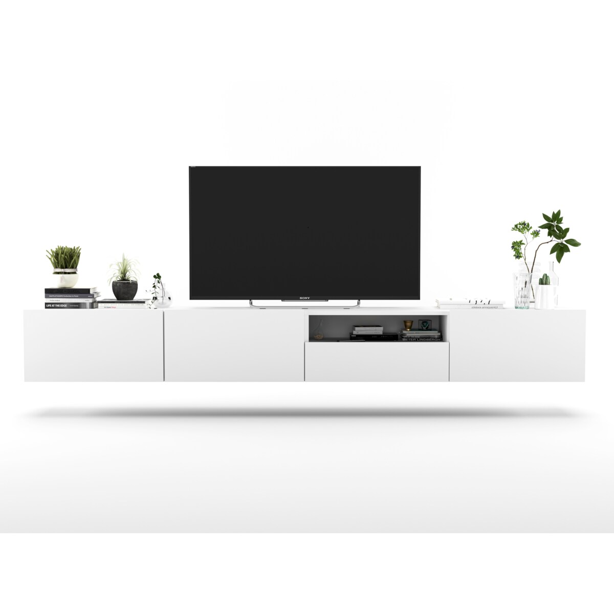 Szafka RTV Loft Wisząca Biały MAT Komoda RTV Szuflada 240 cm