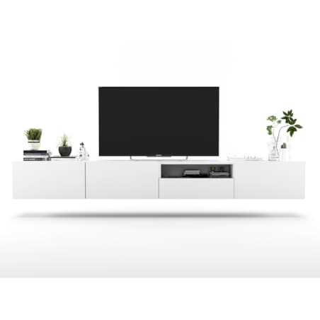 Szafka RTV Loft Wisząca Biały MAT Komoda RTV Szuflada 240 cm