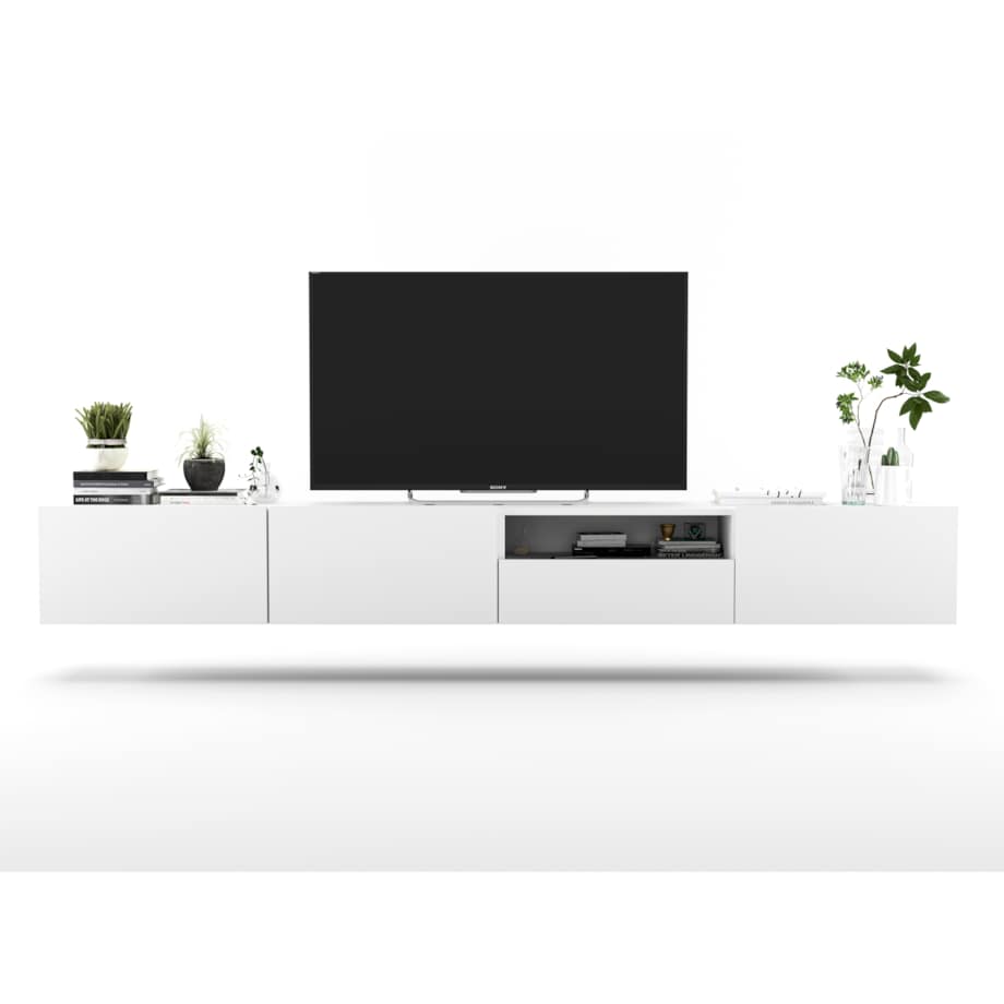 Szafka RTV Loft Wisząca Biały MAT Komoda RTV Szuflada 240 cm