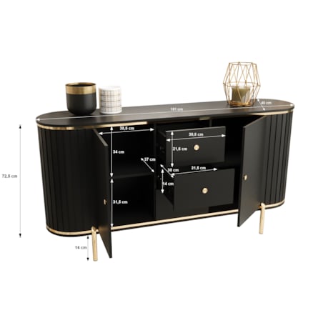 Komoda półokrągła z lamelami NEW YORK 180 biały