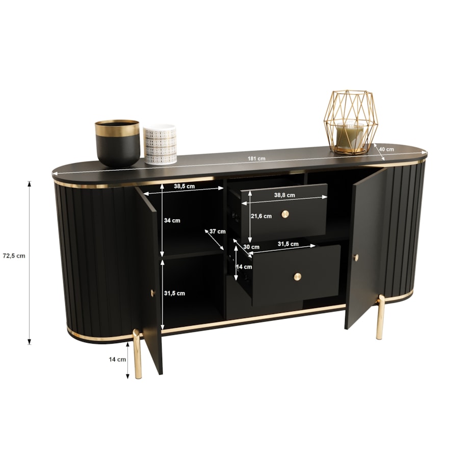 Komoda półokrągła z lamelami NEW YORK 180 biały