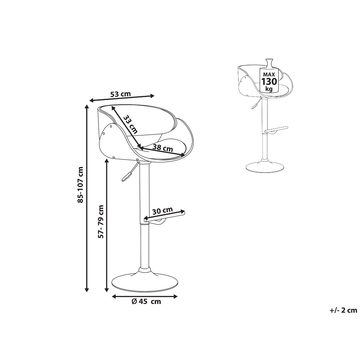 Hoker barowy regulowany ciemne drewno BAKU II
