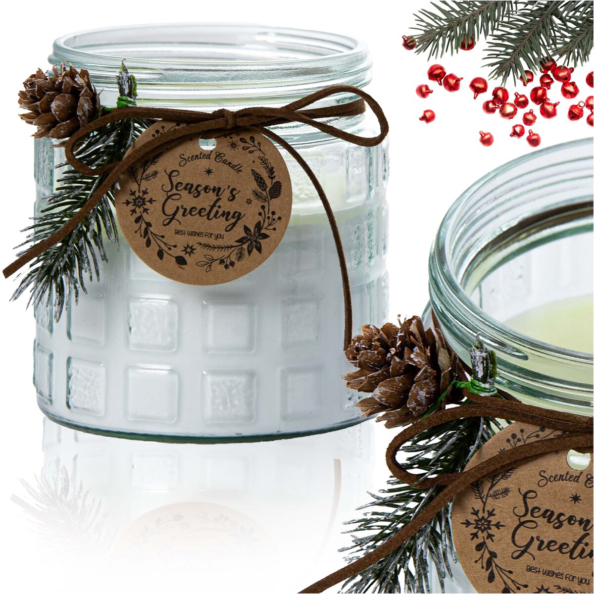 Świeczka Zapachowa Świeca Świąteczna Zapach Drzewny Dekoracja Biała