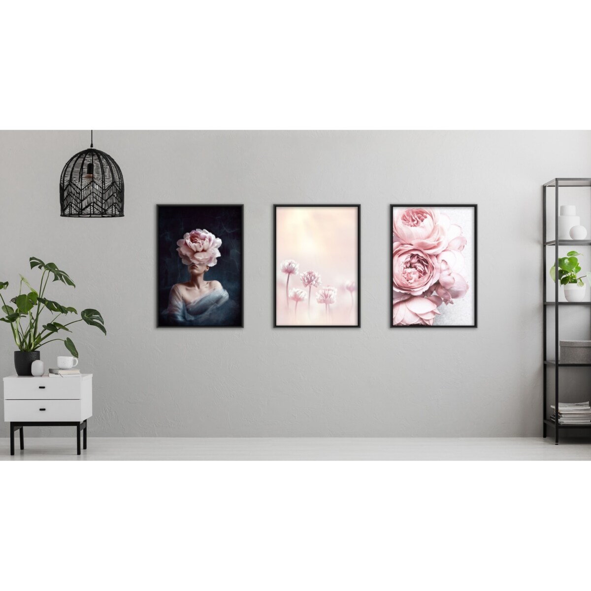 Zestaw 3x Plakat W Ramie Abstrakcyjny PORTRET Kwiaty 60x80cm