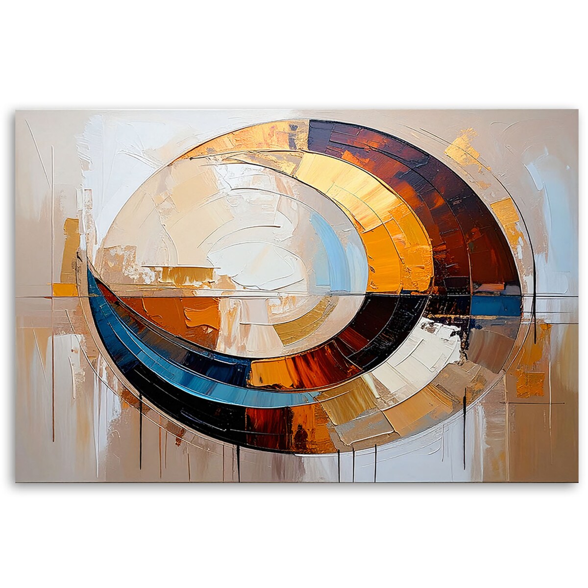 Feeby Obraz nowoczesny do salonu, Geometryczna Abstrakcja w beżu 90x60