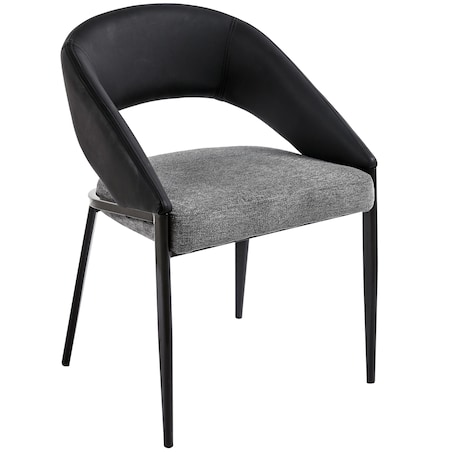 Krzesło welurowe plecione BERGAMO czarno-szare