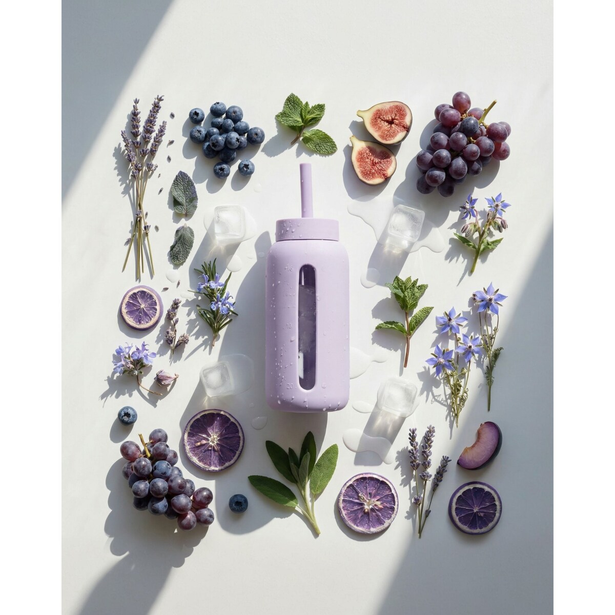 MUUKI DAILY BOTTLE szklana butelka na wodę 720 ml, Pastel Lilac