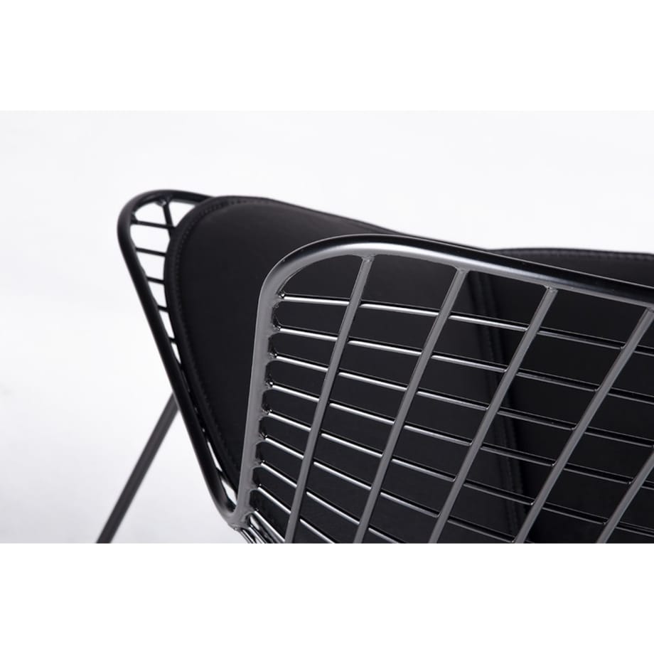 Krzesło druciane Net Soft z tapicerowanym siedziskiem czarne