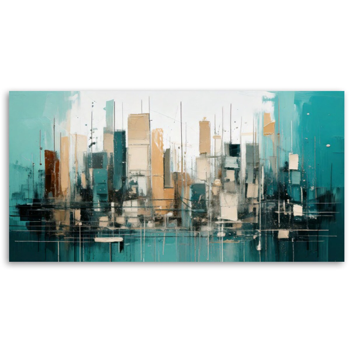 Feeby Obraz do salonu, Miasto Abstrakcja Geometryczna 120x60