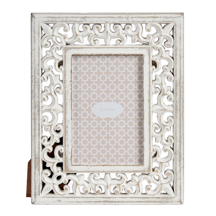 Ramka na zdjęcia w drewnianej, zdobionej ramie LIRA, 19,6 x 11,5 x 24,5 cm