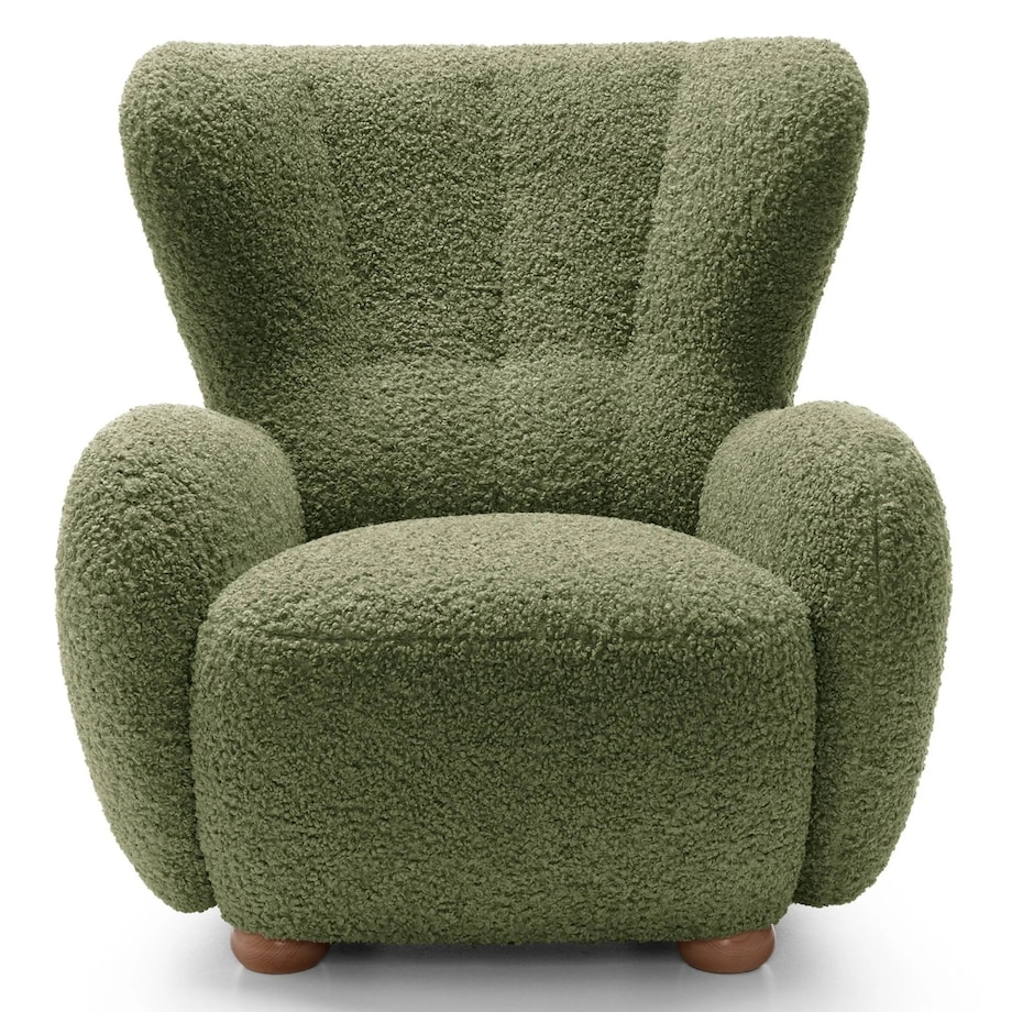 Fotel uszak boucle 91x88x100 cm POLTRONA zielony