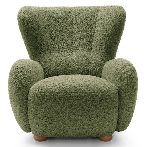 Fotel uszak boucle 91x88x100 cm POLTRONA zielony