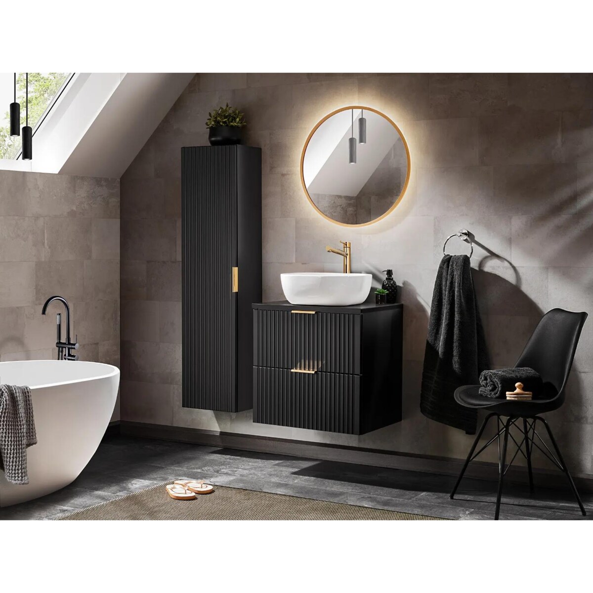 Szafka łazienkowa ADEL BLACK 80 35cm czarny mat