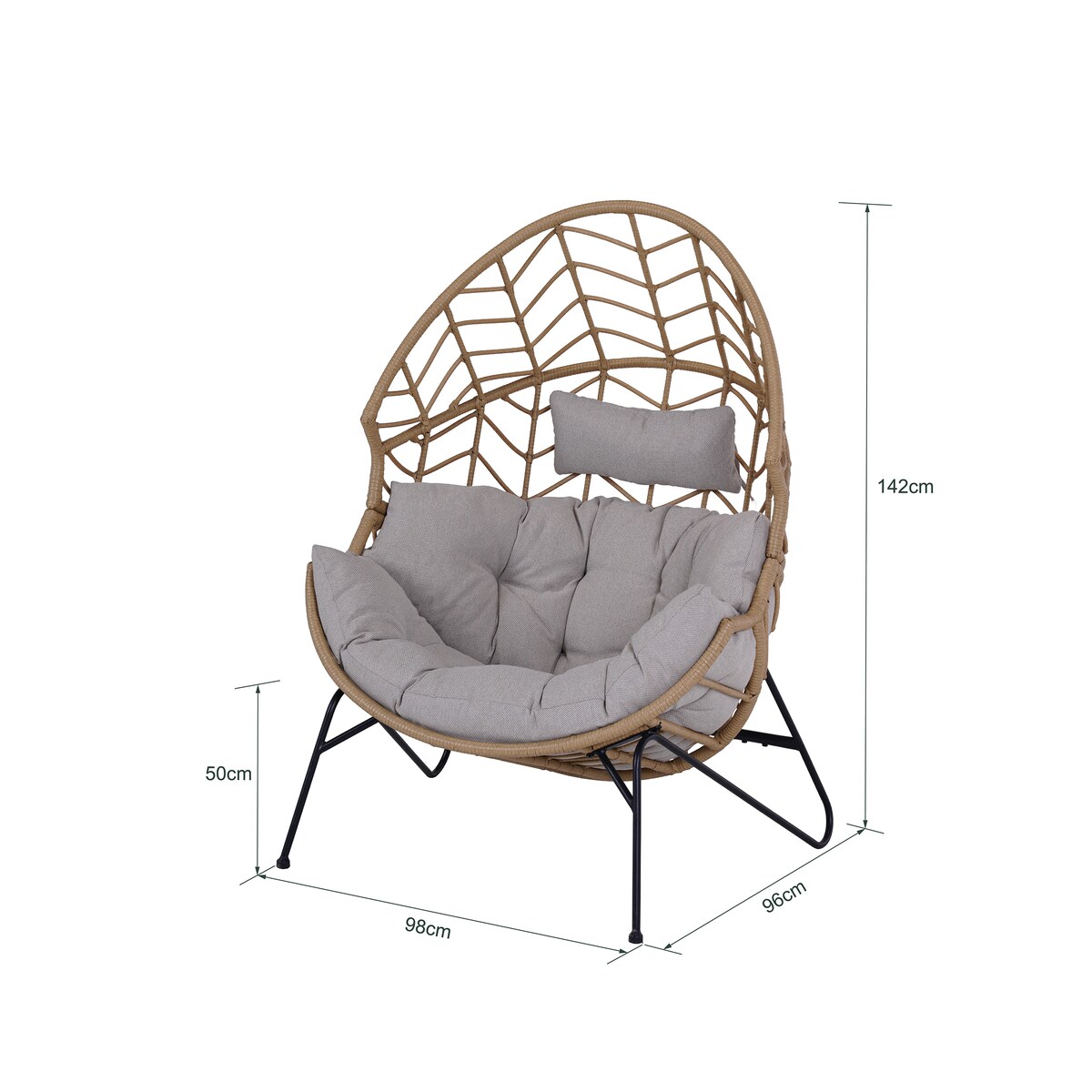 FOTEL OGRODOWY MOLI KOKON Z PODUSZKAMI BEŻOWY