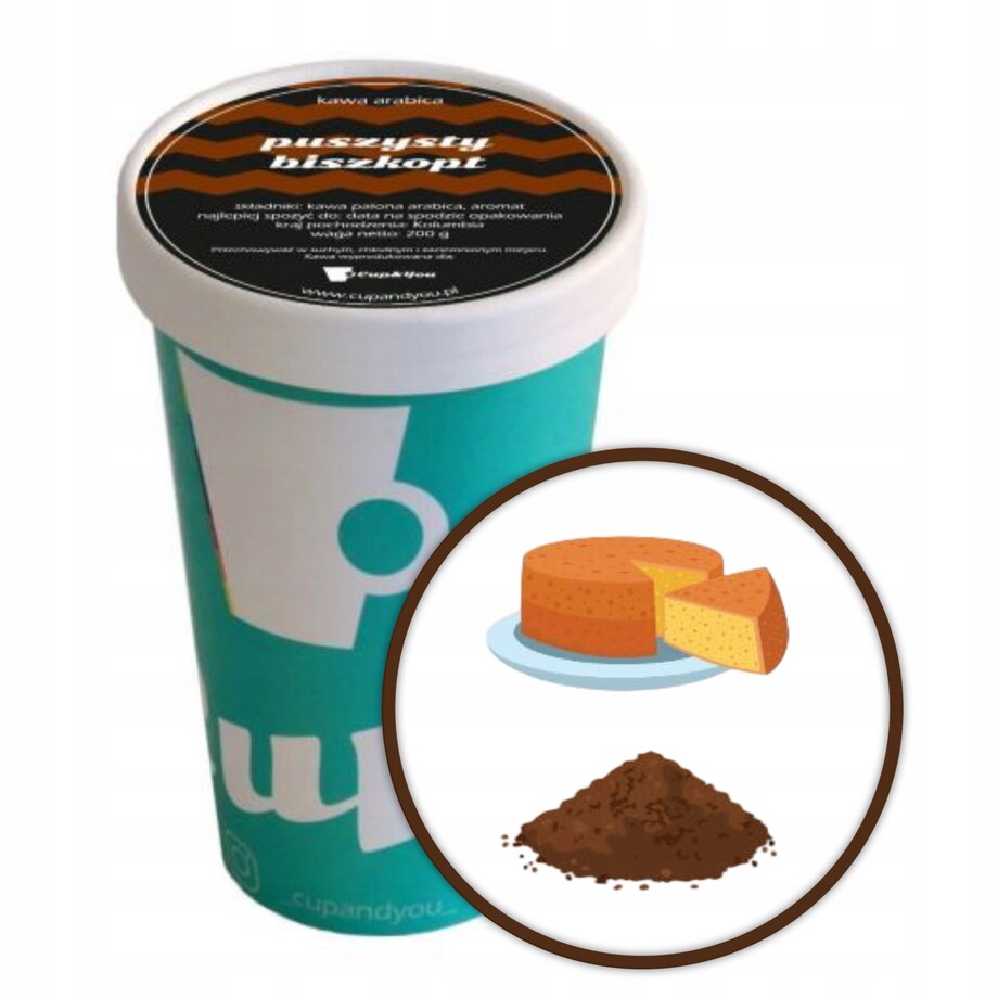 Kawa aromatyzowana mielona PUSZYSTY BISZKOPT ARABICA Cup&You 200g PREMIUM - kawa smakowa deserowa