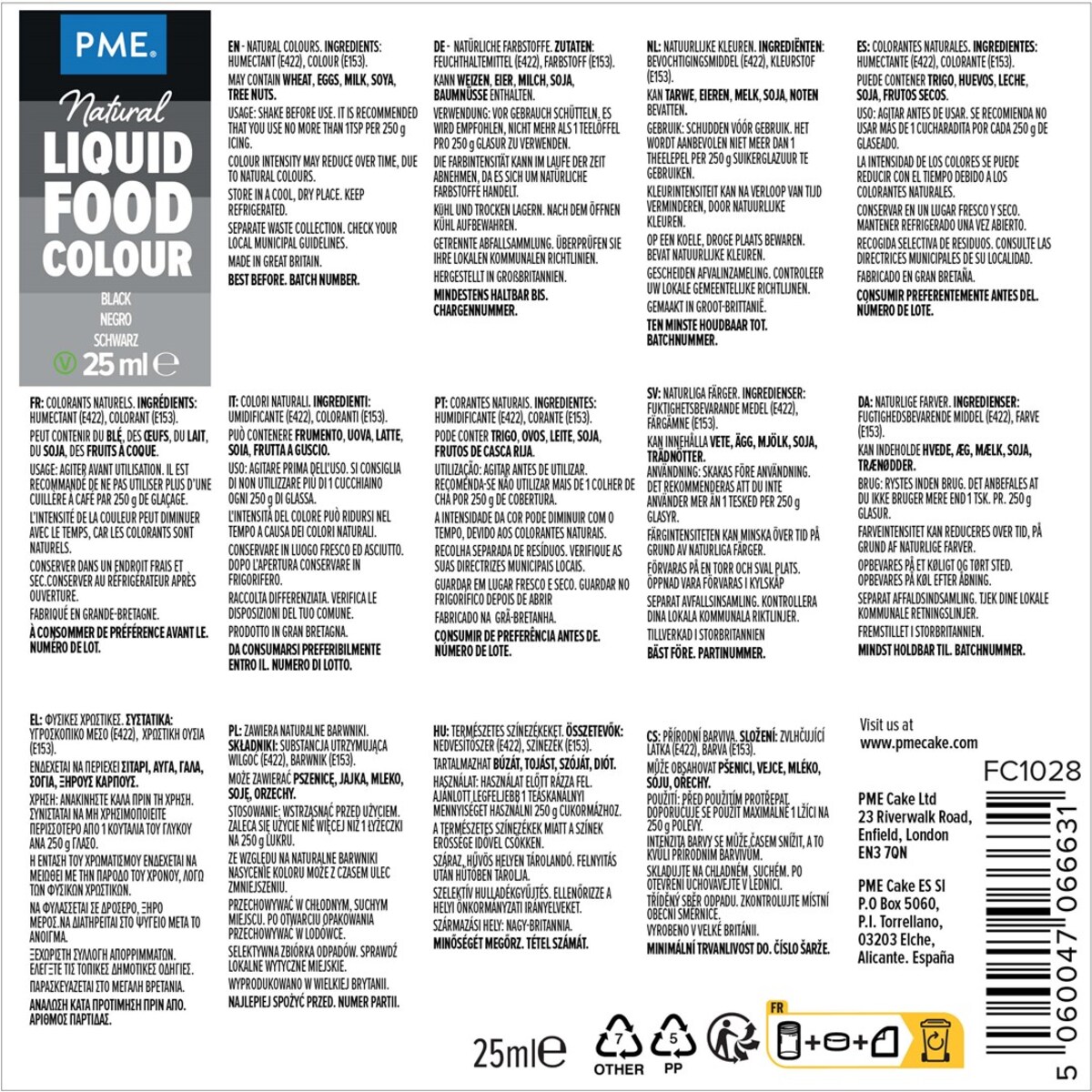 PME Naturalny barwnik spożywczy w płynie 25 ml czarny