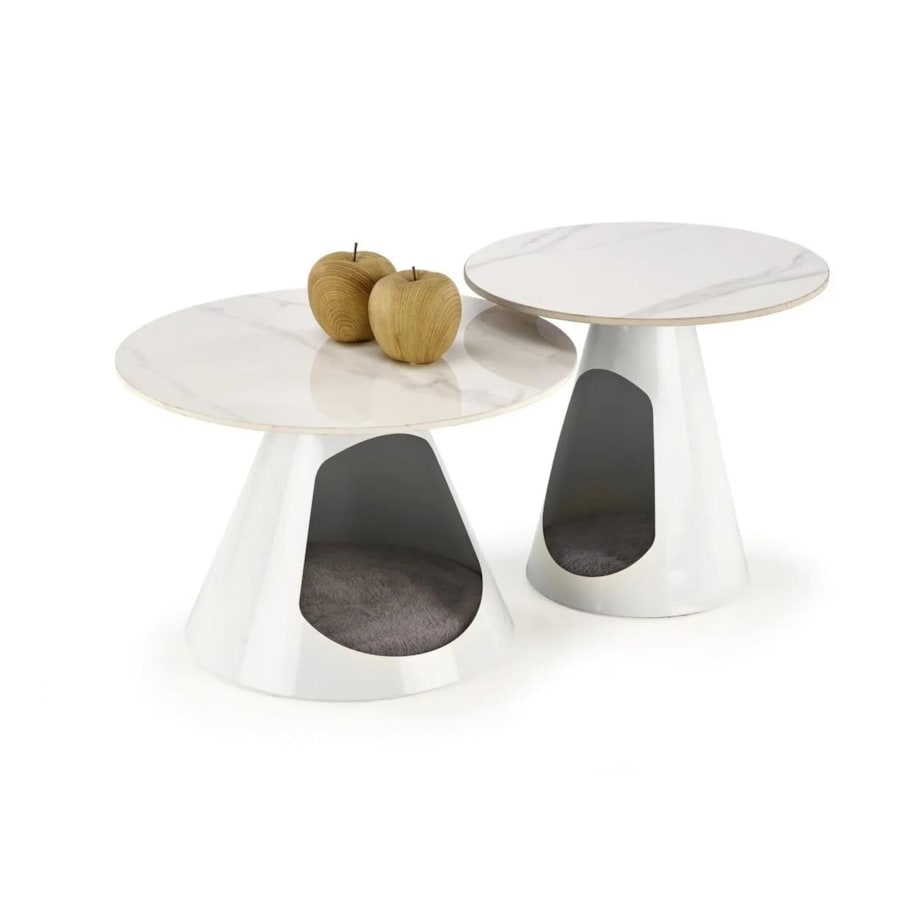 Zestaw 2 stolików kawowych OSARIO biały marmur