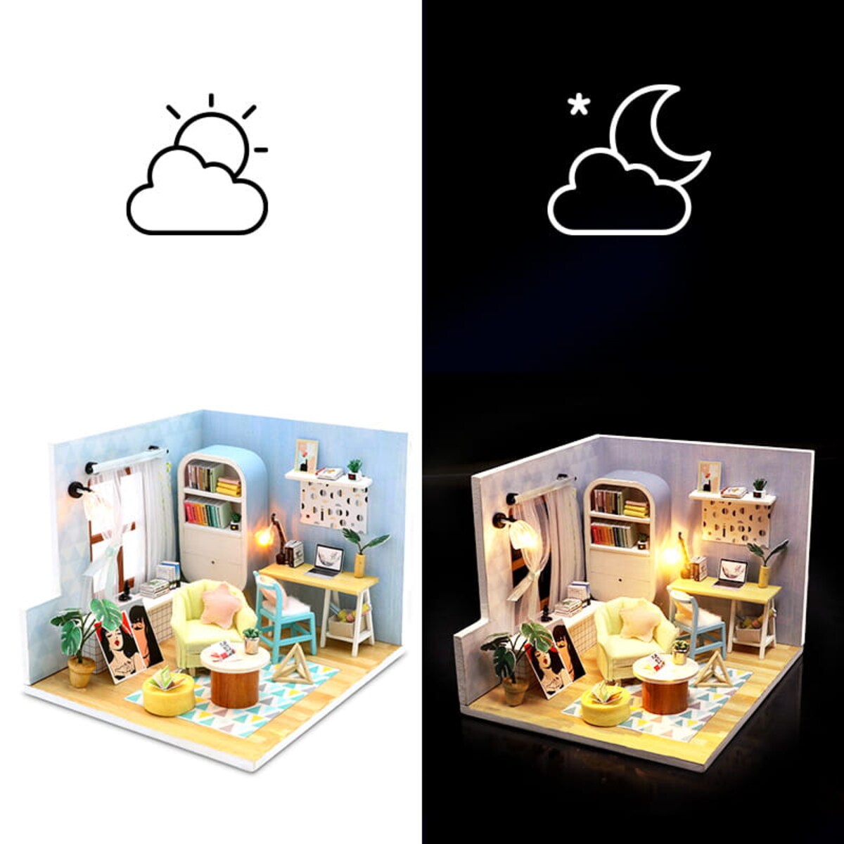 Miniaturowy domek - Błękitne retro