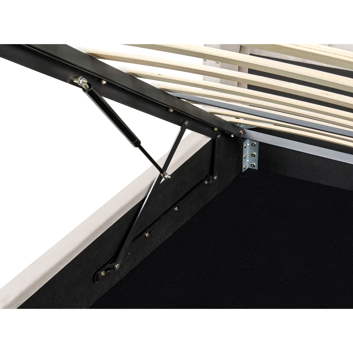 Łóżko z pojemnikiem Welur LUBBON 140 x 200 cm Beżowoszary