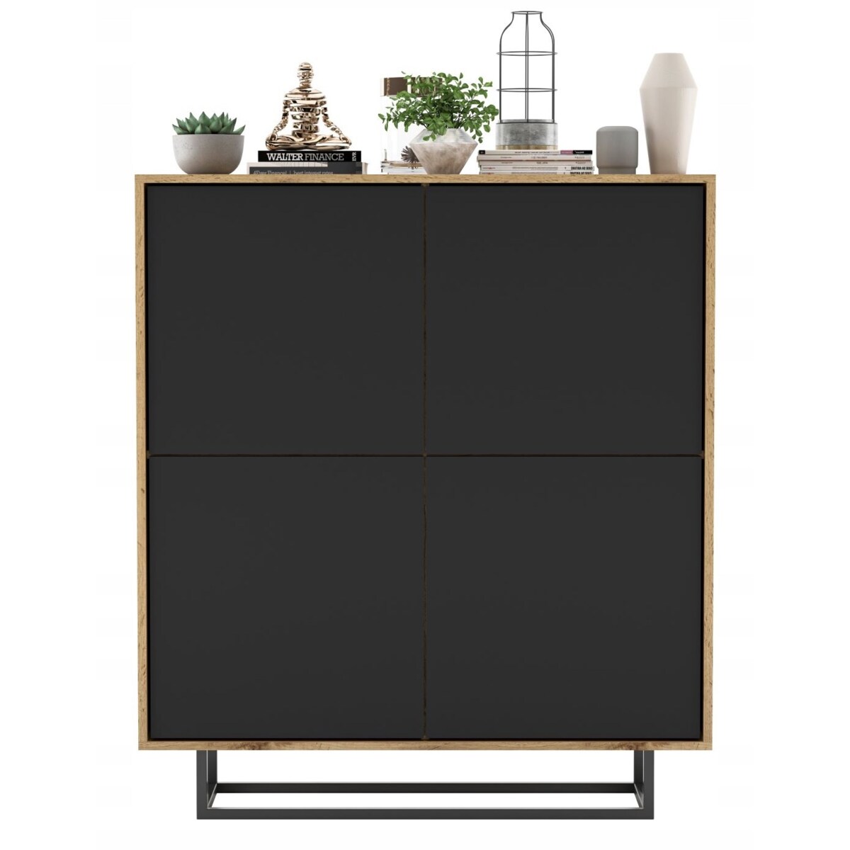 Komoda Loft Szafka RTV Loft Dąb Wotan Czarny MAT 113 cm