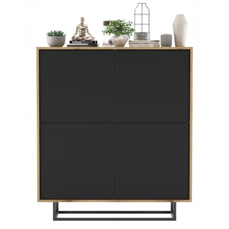 Komoda Loft Szafka RTV Loft Dąb Wotan Czarny MAT 113 cm